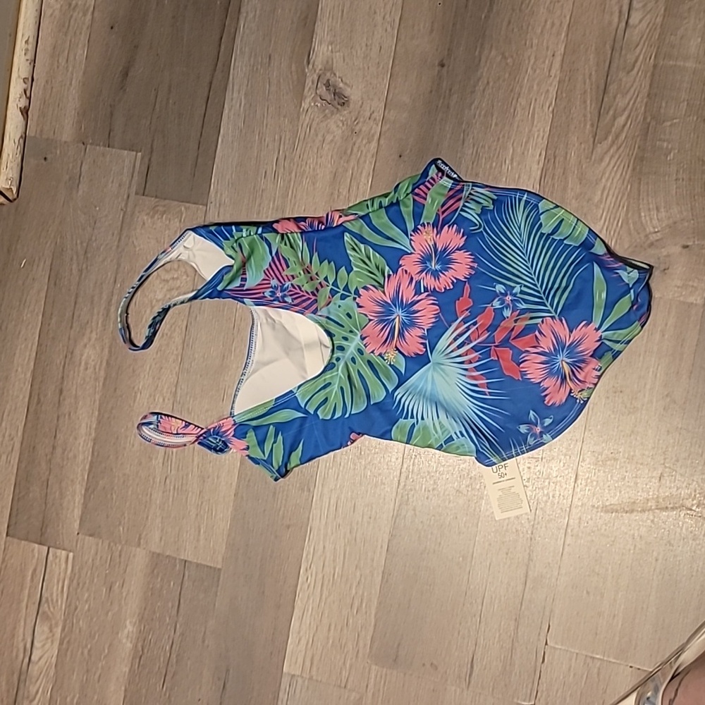 NWT Berry Jane Women's One Piece Swimsuit, Electric Blue Tropical Floral XS - Picture 4 of 6